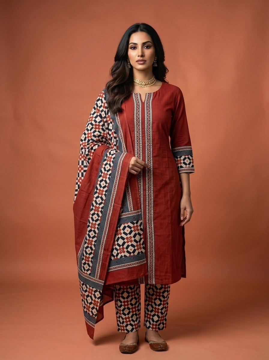 Premium cotton dress material at Raj Ladies Tailors Ahmedabad